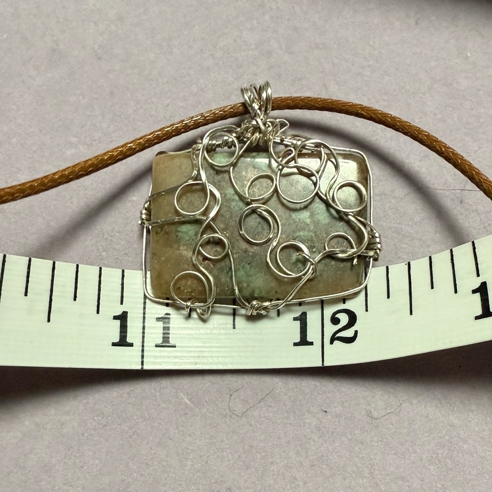 Idaho Owyhee Jasper handmade wire wrapped pendant with cord.  One of a kind - Picture 5 of 6